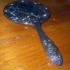 Vintage Antique Silver Plated Hand-held Mirror Vanity Dresser