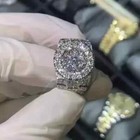 2ct Round Cut Real Moissanite Cluster Men s Wedding Ring 14k White Gold Plated