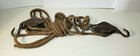 Antique  6 Block And Tackle Double Pulley With Rope Vintage Decor History 