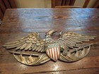 Vintage Gold Cast Aluminum Eagle Wall Hanging 24 1 2 In Long 8 1 4 In High