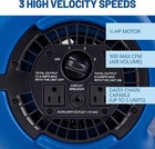 Bwbluedri Max Storm 25 1 4 Hp 900 Cfm Air Mover Blower Fan For Water Damage Res