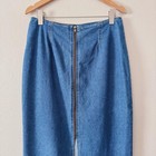 90s Vintage High Waist Zip-up Denim Maxi Skirt