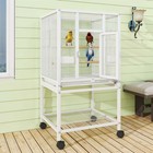 41in Large Parrot Cages W tray Food Boxes And Wooden Perches With Rolling Stand