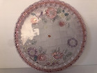 Vintage Mikasa Pink Flower Etched Glass Frosted Cake Scallop Edges Made In Japan
