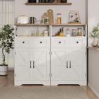 Befrases Set Of 2 Farmhouse Storage Cabinet With Barn Doors And Drawers  Freesta