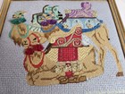 Completed Needlepoint Camel Scene In Petit Point Stitches Signed Framed