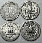 Washington Silver Quarters Lot Of 4 - 90  Silver