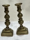 Pair Of Antique Brass Candlestick Holders  10   