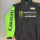 Vintage Monster Energy Kawasaki Racing Jacket Black Green Embroidered Logos