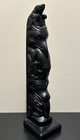 Haida Argillite Totem Pole Raven Frog Bear Aboriginal Pacific Northwest 10 1 4   
