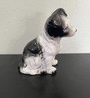 Vintage Border Collie Figure   Bone China Black   White