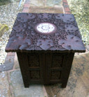 Antique   Folding   Anglo  Indian   Side Table Carved inlaid Top