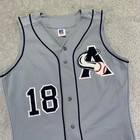 Vintage 90s Russell Athletic Baseball Jersey Mens Small Gray Mlb A Sleeveless