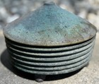 Round Vintage Mcm Ribbed Lidded Bowl Footed Mid Century Modern Pottery Blue 60s