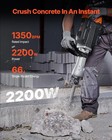 2200w Electric Demolition Jack Hammer With 4 Chisel Bits Vibration Proof Handle