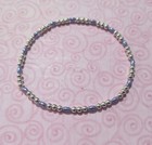 Silver   Purple Pearlescent Beaded Stretch Anklet Ankle Bracelet Handmade Summer