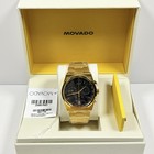 New Movado Bold Quest 3601198 Chronograph Black Dial Yellow Tone Men s Watch
