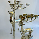 Pottery Barn Silver Plate Reindeer Candelabra Candle Holder Centerpiece Pair