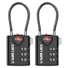 Tsa Approved Luggage Locks 3 Digit Combination Cable Travel Lock 2 Pack Black
