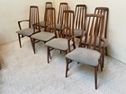 Set Of Eight Walnut Eva Chairs - Mid Century Danish By Niels Koefoeds