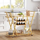 Hoobro Bar Cart  Kitchen Cart W  Wine Rack And Glass Holder Serving Cart Gold