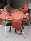16    721 Tooled Western Trail Saddle Sqh Bar