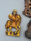 Set Of 3 Antique 19th C  Qing Chinese Gilt Lacquered Wood Carved Figures