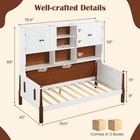 Twin Daybed W  Bookcase Wooden Platform Bed W  Shelves   Cabinets White   Brown