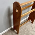 Vtg Cottagecore Wooden Amisha Made Quilt Rack W  Heart Cutout 25x9x32   