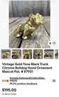 Mack Truck Bulldog Hood Ornaments Gold   Silver 1996 Collectible Mascot