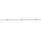 Sterling Silver Cubic Zirconia Station Chain Anklet  Adjustable 9-10 Inches