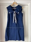 Vtg 60s Donnkenny Nautical Sailor Romper Mini Dress Pin Up Old Money Resort M