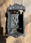 Vintage Cast Iron Wall Mount Match Holder With Ornate Scrollwork