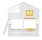 Bunk Bed Twin Over Twin House With Storage Drawers Bed Frames Kids Bedroom 