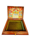 Antique Victorian Oak Wooden Keepsake Box Brass Hinges Velvet   Decoupage Lining