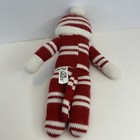 Sock Monkey Plush 10  Dan Dee Collectors Choice Red White Stripe Knit Stuffed 
