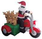 6 Foot Long Inflatable Santa Claus And 3 Reindeers In A Motorcycle 