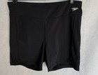 Speedo Size L Endurance Repreve Women s Black 5 5  Stretch Swim Shorts Nwt