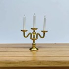 Dollhouse Doll House Miniature Vintage Metal 3 Arm Candle Holder Candelabra Set