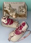 Vintage Mrs  Day s Ideal Baby Shoes Pink Satin Lace Size 2 Leather Pair Lot