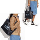Nwt Coach Derby Leather Tote With Horse And Carriage Silver navy Shoulder Bag