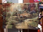 Thomas Kincade Christmas Evening Stillwater Cottage Wall Tapestry Lights 36  