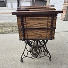 Antique Model 27  sphinx  Singer Treadle Sewing Machine Housed Oak Wood Cabinet