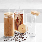 Mainstays Briar Can Glass Drinkware With Lids  straws  Set Of 4 