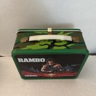 Rambo Vtg Thermos 1985 Metal Camo Green Lunch Box W Red Thermos   Cap
