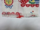 New Vtg 1950   s Red Linen Tea Towel Teapot Fruit Floral Retro Kitchen   34   x 18   