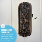 Vintage Cast Iron Ornate Cherub Door Push Plate - Antique Rustic Copper Decor