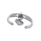 Heart Dangle Toe Ring In 14k White Gold Plated Sterling Silver
