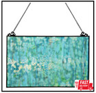 Single Pane Window Panel Stained Glass Handcrafted Hanging Style Mottled Blue
