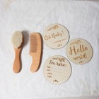 Baby Hair Brush And Comb Set Wooden Newborn Gift Set With Wool Brush